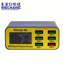 MECHANIC I CHARGE 6M LCD DIGITAL DISPLAY FAST CHARGER 6 PORT USB CHARGING DOCK